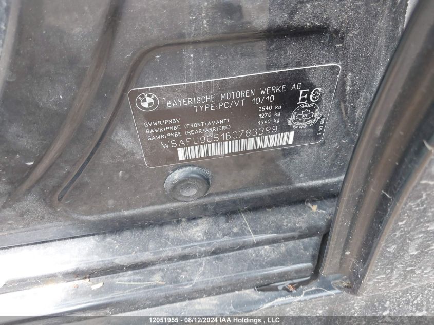 2011 BMW 550 Xi VIN: WBAFU9C51BC783399 Lot: 12051955