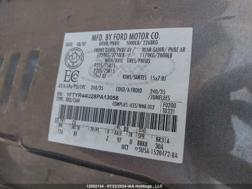 2008 Ford Ranger VIN: 1FTYR44U28PA13056 Lot: 12052134