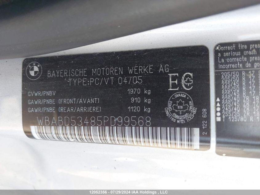 2005 BMW 330 Ci VIN: WBABD53485PD99568 Lot: 12052356