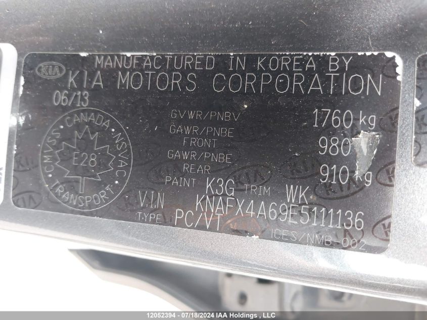 2014 Kia Forte VIN: KNAFX4A69E5111136 Lot: 12052394