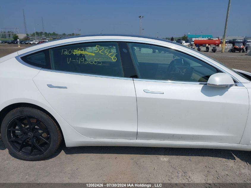 2019 Tesla Model 3 VIN: 5YJ3E1EB1KF492685 Lot: 12052426
