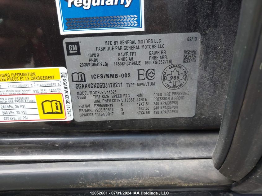 2013 Buick Enclave VIN: 5GAKVCKD5DJ178211 Lot: 12052601