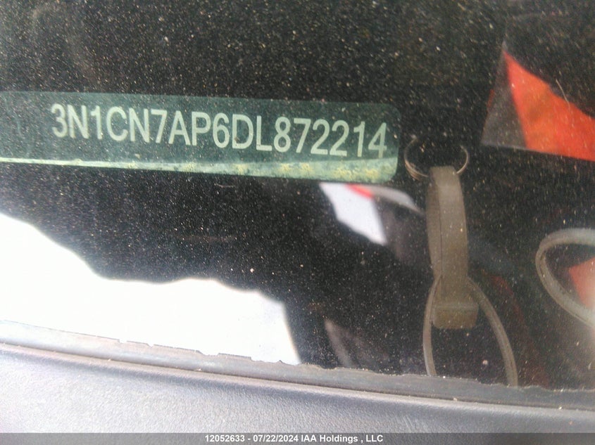 2013 Nissan Versa VIN: 3N1CN7AP6DL872214 Lot: 12052633