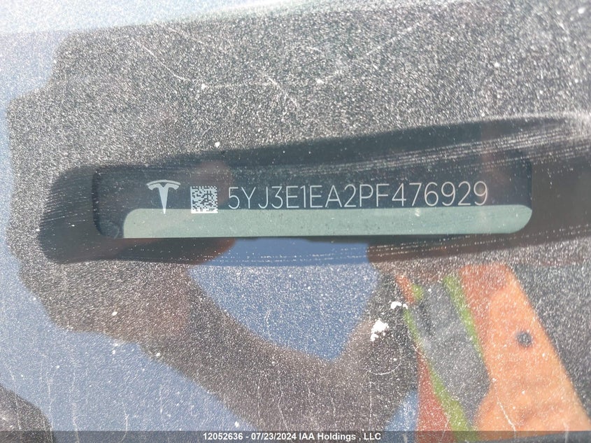 2023 Tesla Model 3 VIN: 5YJ3E1EA2PF476929 Lot: 12052636