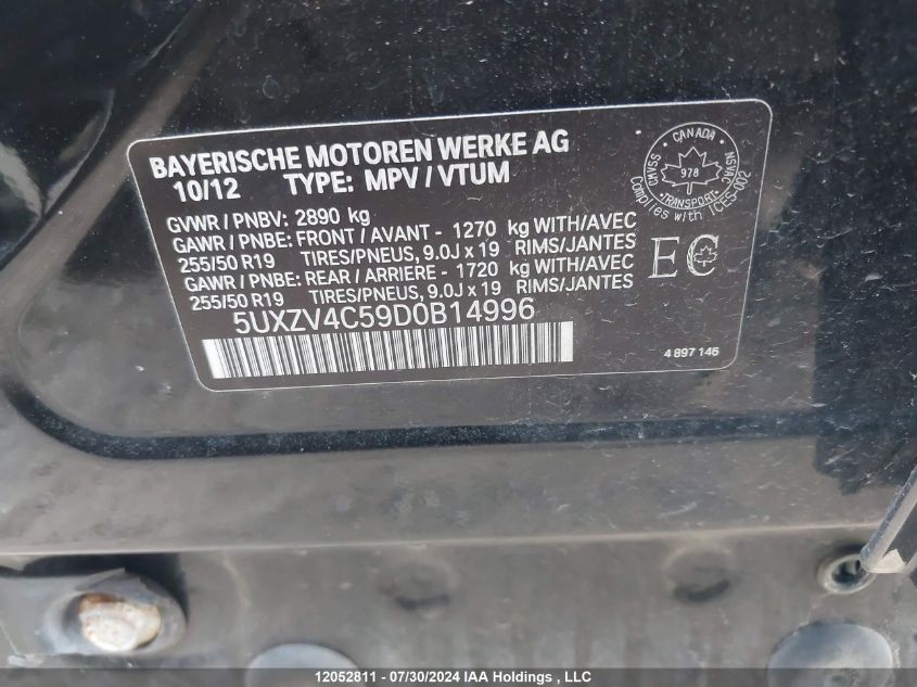 2013 BMW X5 VIN: 5UXZV4C59D0B14996 Lot: 12052811