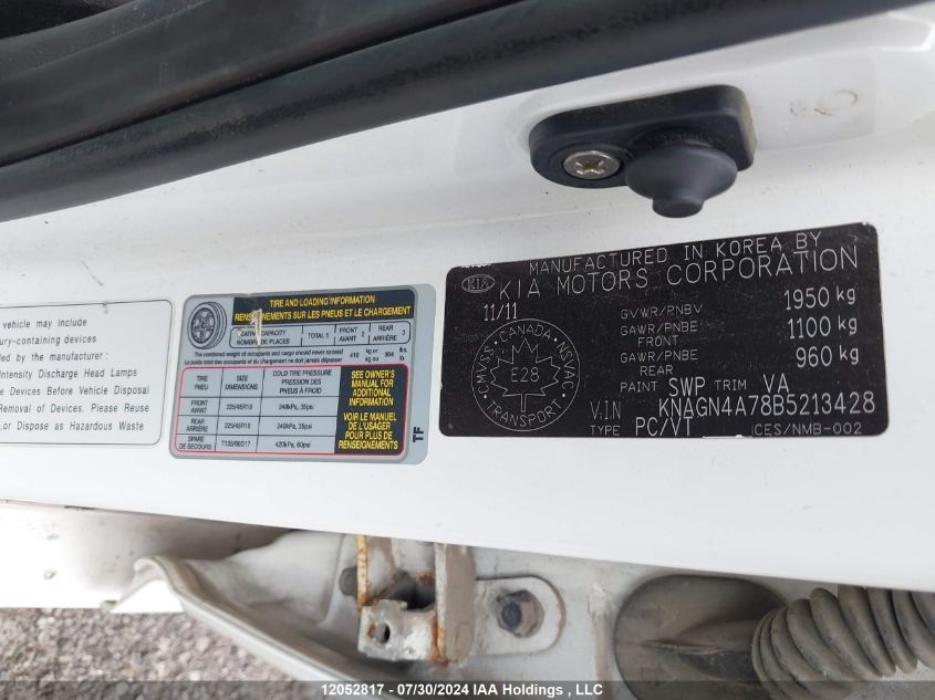 2011 Kia Optima VIN: KNAGN4A78B5213428 Lot: 12052817