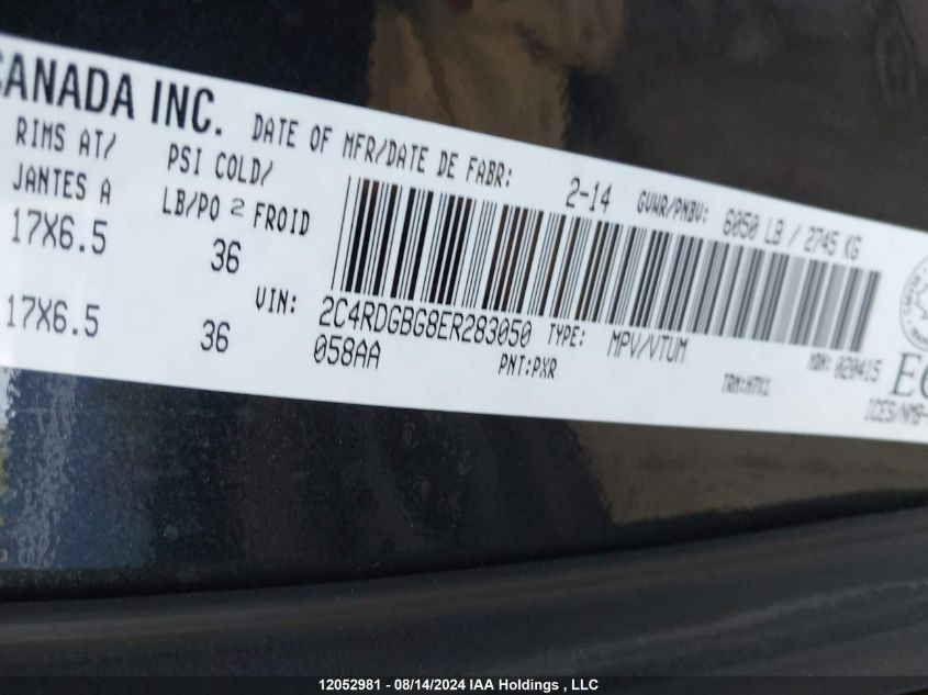 2014 Dodge Grand Caravan Se VIN: 2C4RDGBG8ER283050 Lot: 12052981