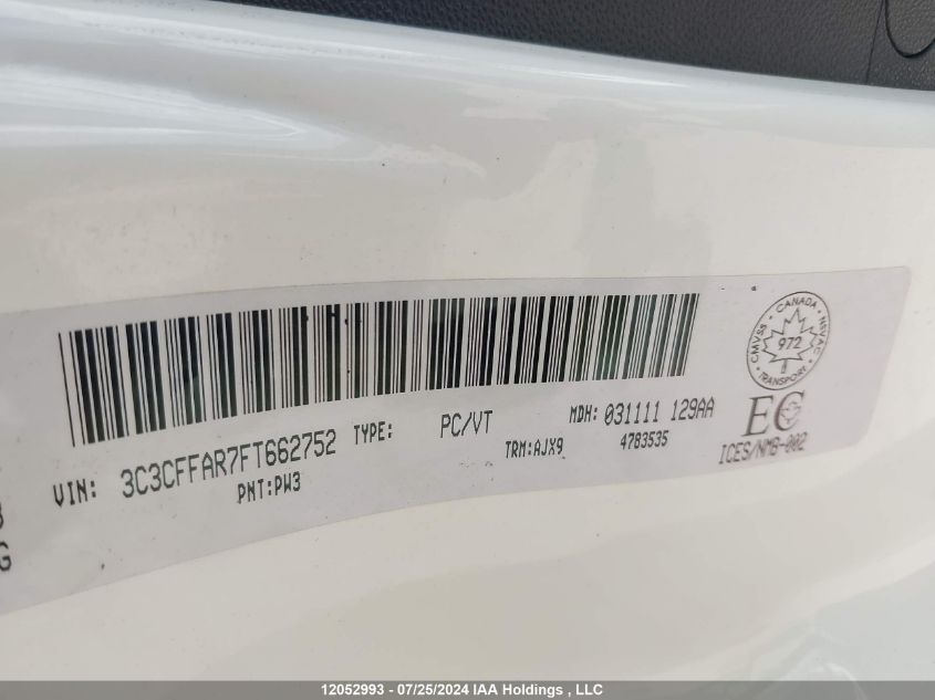 2015 Fiat 500 Pop VIN: 3C3CFFAR7FT662752 Lot: 12052993