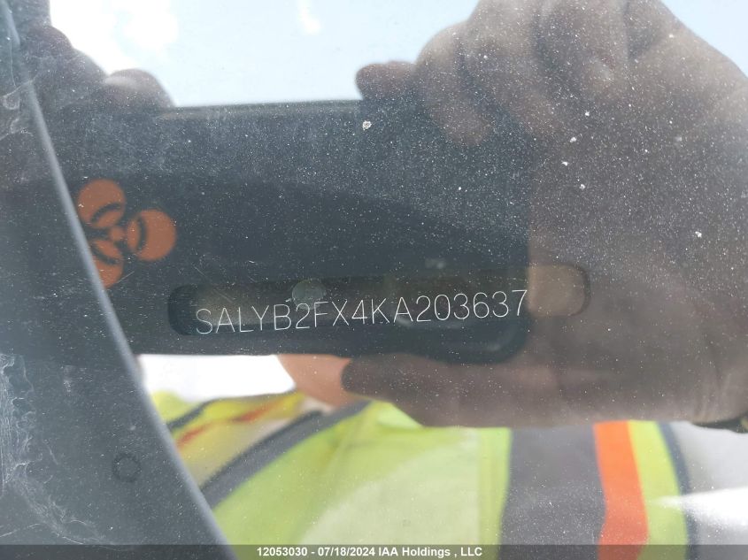 2019 Land Rover Range Rover Velar VIN: SALYB2FX4KA203637 Lot: 12053030