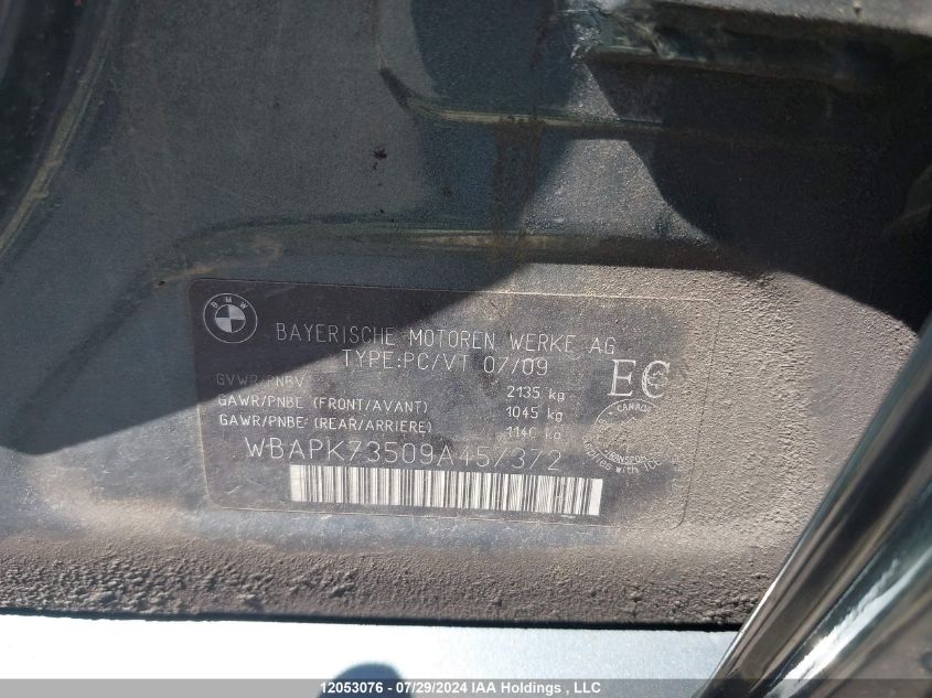 2009 BMW 3 Series VIN: WBAPK73509A457372 Lot: 12053076