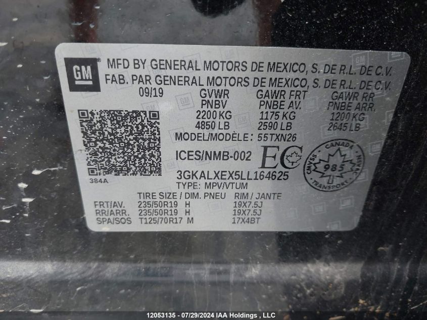 2020 GMC Terrain Denali VIN: 3GKALXEX5LL164625 Lot: 12053135