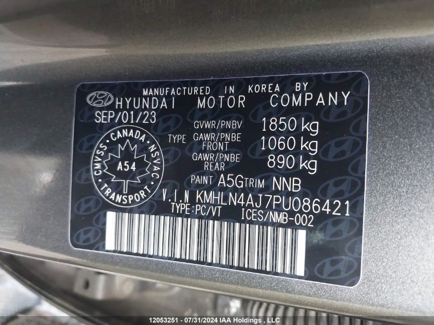 2023 Hyundai Elantra Hybrid Luxury VIN: KMHLN4AJ7PU086421 Lot: 12053251