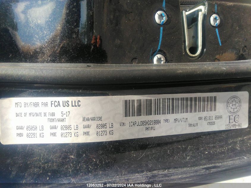 2017 Jeep Cherokee Limited VIN: 1C4PJLDB5HD218884 Lot: 12053252