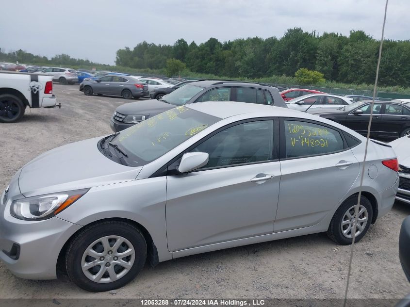 2014 Hyundai Accent Gls/Gs VIN: KMHCT4AE7EU748021 Lot: 12053288