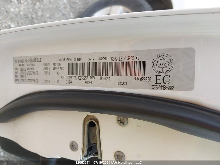 2018 Ram 1500 St VIN: 1C6RR7FT1JS251257 Lot: 12053374