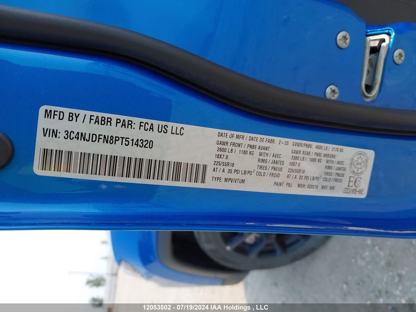 2023 Jeep Compass Latitude Lux VIN: 3C4NJDFN8PT514320 Lot: 12053502