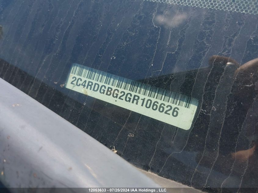 2016 Dodge Grand Caravan Se/Sxt VIN: 2C4RDGBG2GR106626 Lot: 12053633