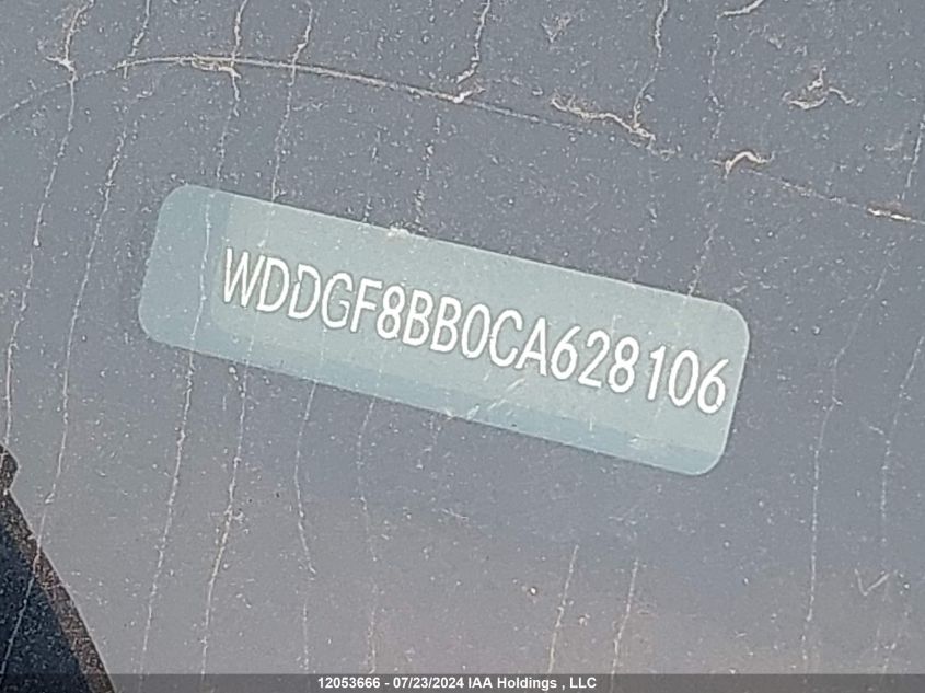 2012 Mercedes-Benz C-Class VIN: WDDGF8BB0CA628106 Lot: 12053666