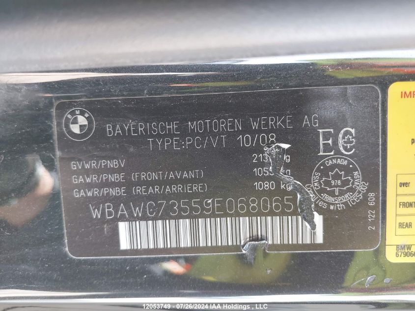 2009 BMW 3 Series 335I VIN: WBAWC73559E068065 Lot: 12053749