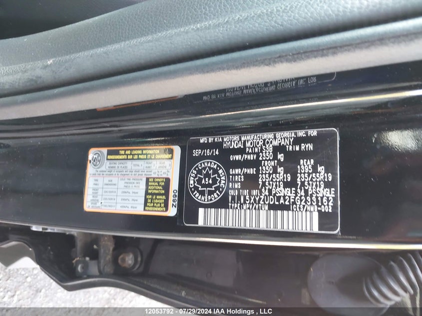 2015 Hyundai Santa Fe Sport 2.0T Limited VIN: 5XYZUDLA2FG233162 Lot: 12053792