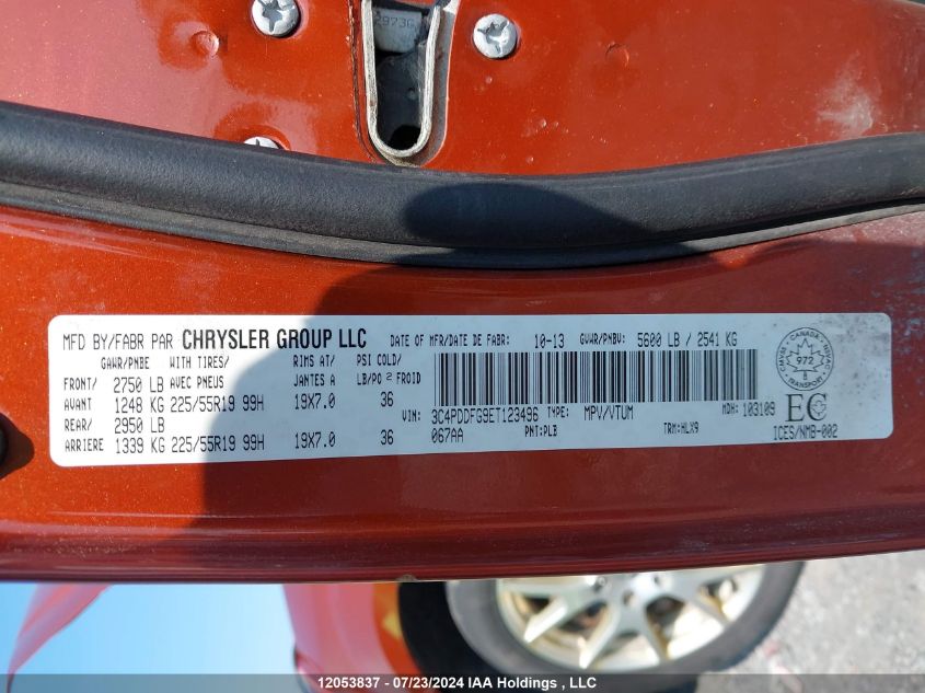 2014 Dodge Journey VIN: 3C4PDDFG9ET123496 Lot: 12053837