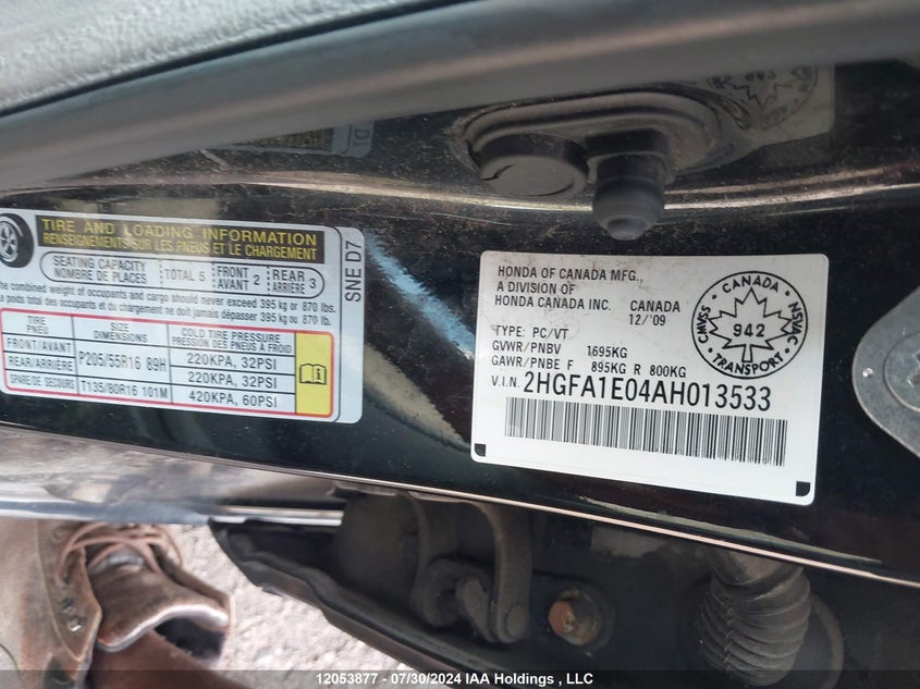 2010 Honda Civic Sdn VIN: 2HGFA1E04AH013533 Lot: 12053877