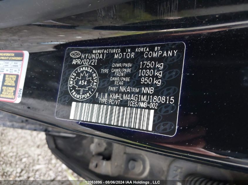 2021 Hyundai Elantra VIN: KMHLM4AG1MU180815 Lot: 12053895