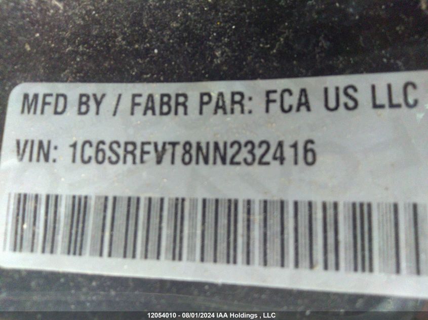 2022 Ram 1500 Sport VIN: 1C6SRFVT8NN232416 Lot: 12054010