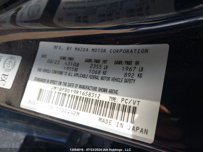 2024 Mazda 3 Gt VIN: JM1BPBDY9R1658312 Lot: 12054016