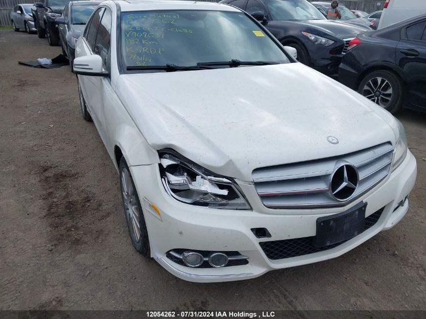 2012 Mercedes-Benz C-Class VIN: WDDGF8FBXCF909634 Lot: 12054262