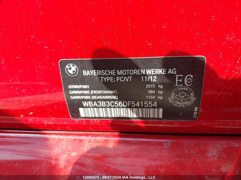 2013 BMW 328 Xi VIN: WBA3B3C56DF541554 Lot: 12054373