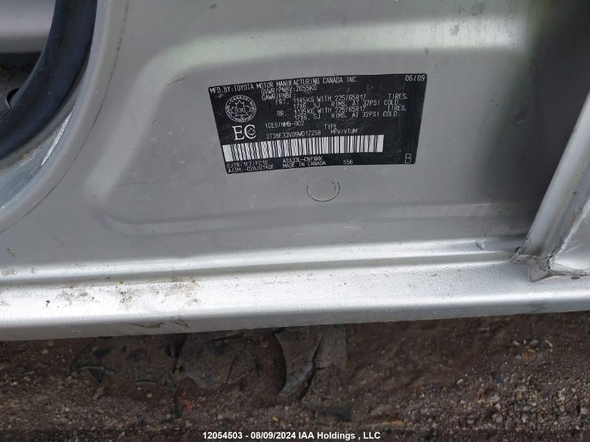 2009 Toyota Rav4 VIN: 2T3BF33V09W017258 Lot: 12054503