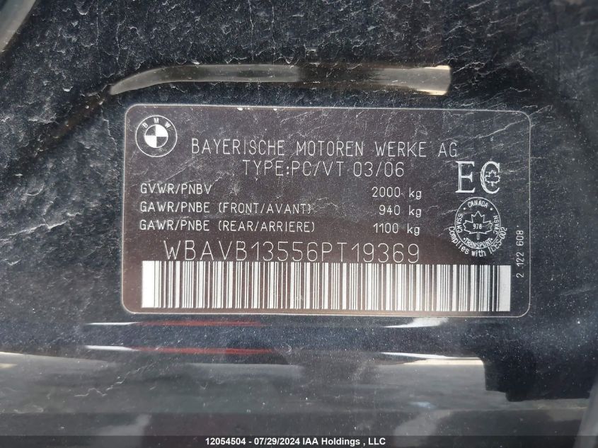2006 BMW 3 Series VIN: WBAVB13556PT19369 Lot: 12054504