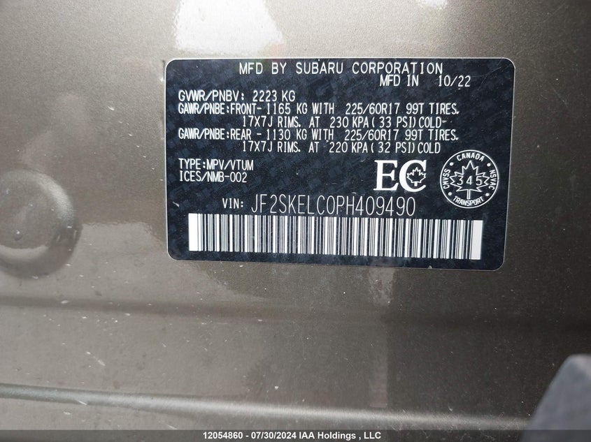 2023 Subaru Forester VIN: JF2SKELC0PH409490 Lot: 12054860