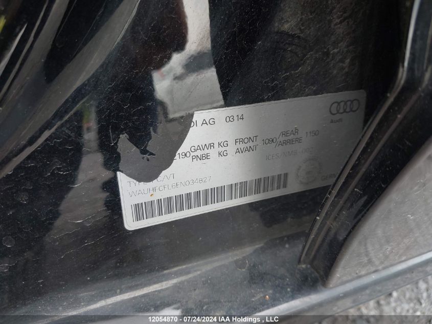 2014 Audi A4 Premium Plus VIN: WAUHFCFL6EN034827 Lot: 12054870