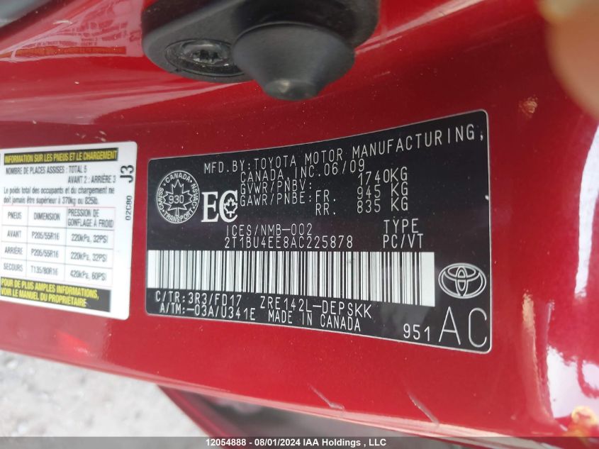 2010 Toyota Corolla S VIN: 2T1BU4EE8AC225878 Lot: 12054888