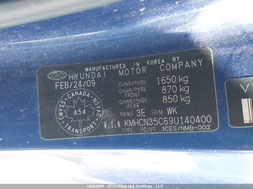 KMHCN35C69U140400 2009 Hyundai Accent