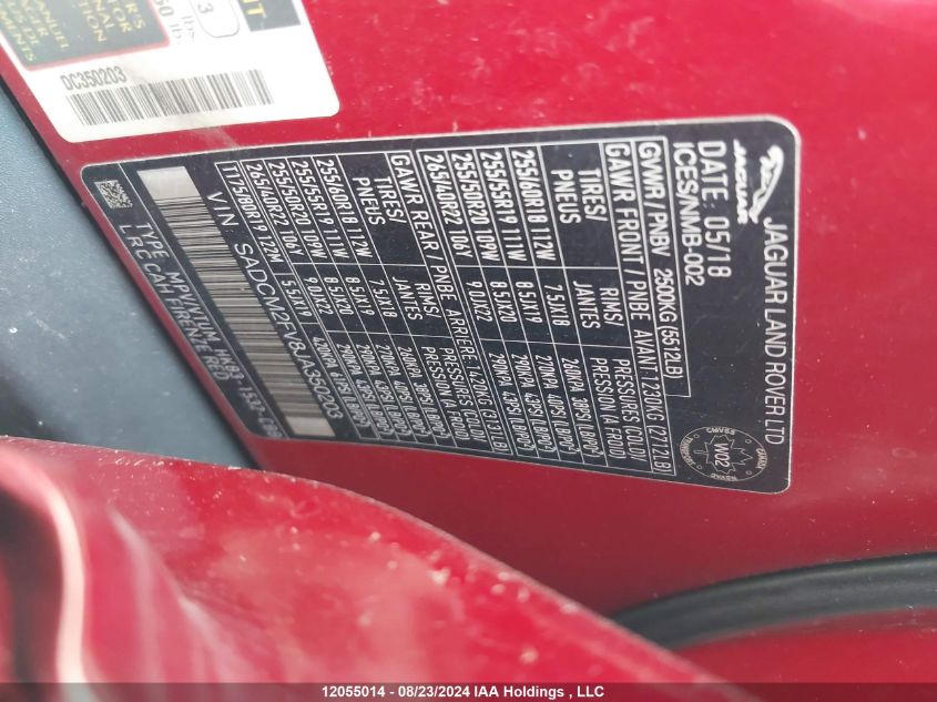 2018 Jaguar F-Pace VIN: SADCM2FV8JA350203 Lot: 12055014