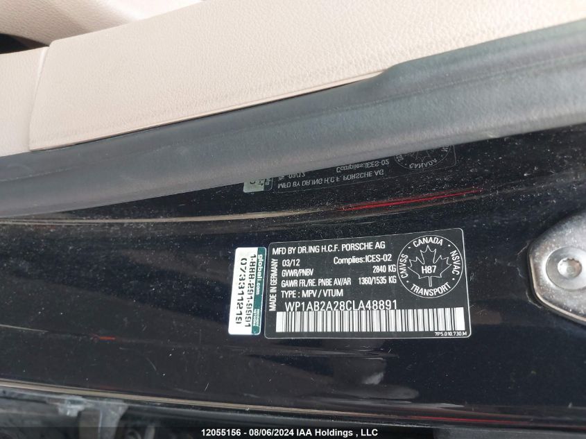 2012 Porsche Cayenne VIN: WP1AB2A28CLA48891 Lot: 12055156