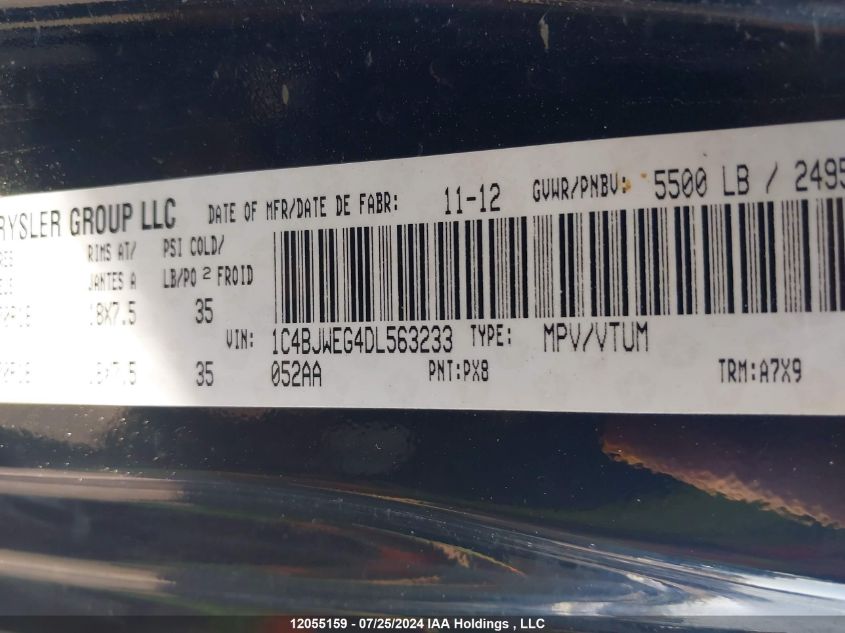 2013 Jeep Tj VIN: 1C4BJWEG4DL563233 Lot: 12055159