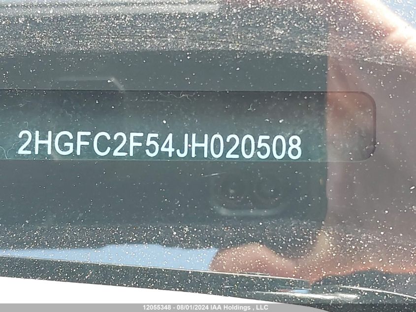 2018 Honda Civic Lx VIN: 2HGFC2F54JH020508 Lot: 12055348