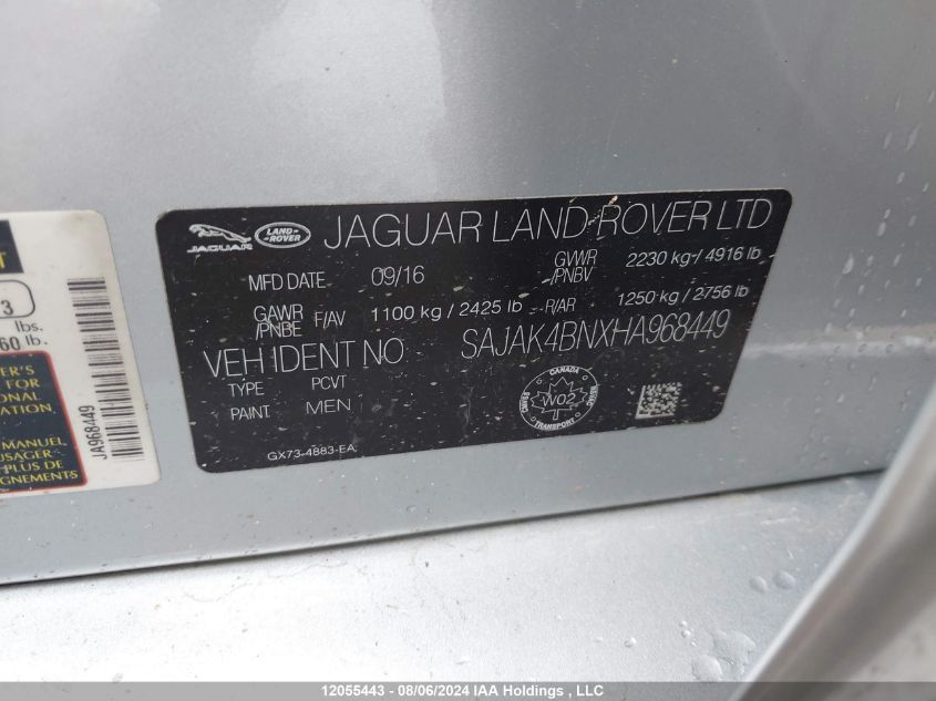 2017 Jaguar Xe VIN: SAJAK4BNXHA968449 Lot: 12055443