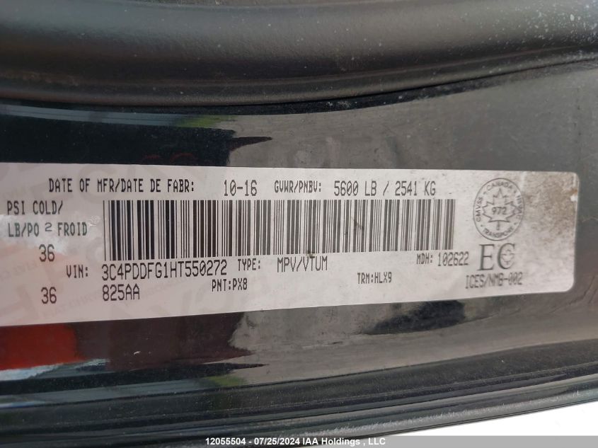 2017 Dodge Journey Gt VIN: 3C4PDDFG1HT550272 Lot: 12055504