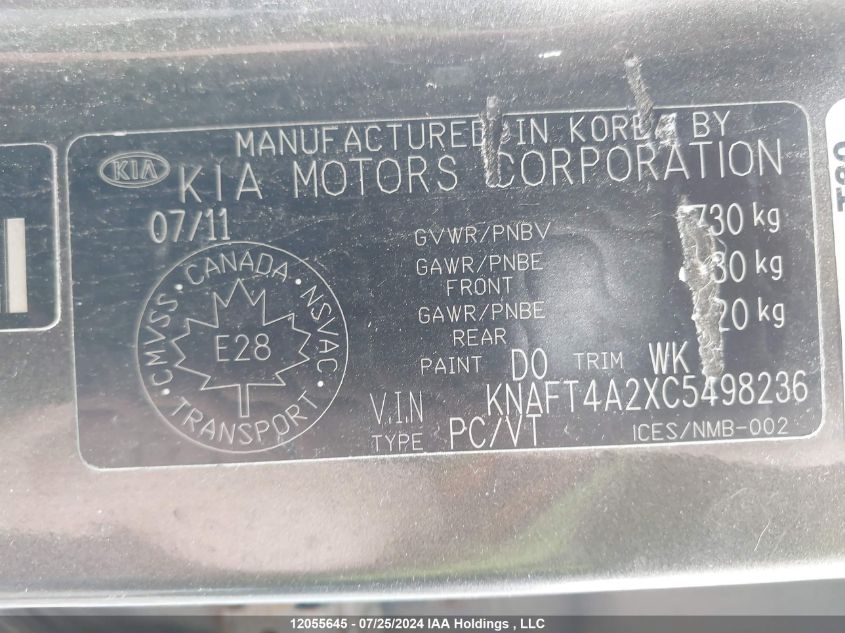 2012 Kia Forte Lx VIN: KNAFT4A2XC5498236 Lot: 12055645