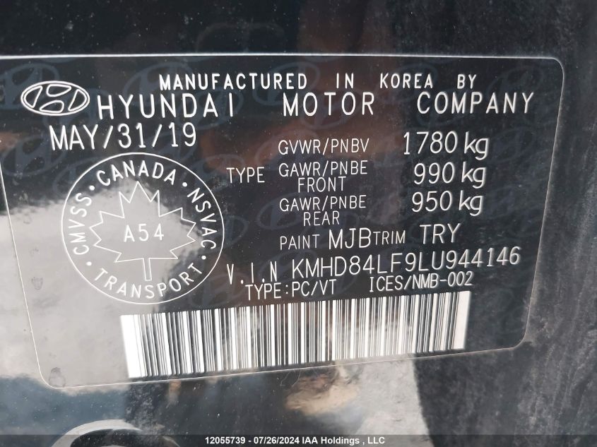 2020 Hyundai Elantra Preferred With Sun And Safety Package Auto Ivt VIN: KMHD84LF9LU944146 Lot: 12055739