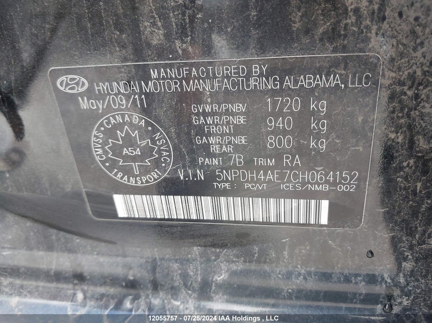 2012 Hyundai Elantra Gls/Limited VIN: 5NPDH4AE7CH064152 Lot: 12055757