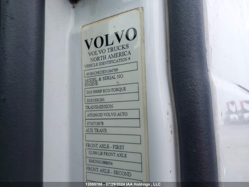 2014 Volvo Vn L VIN: 4V4NC9EJ2EN164769 Lot: 12055788