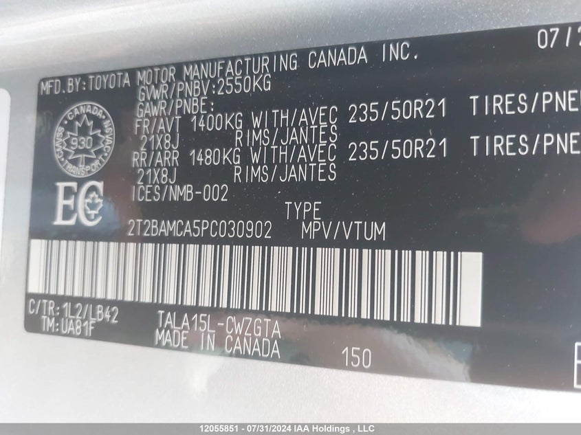 2023 Lexus Rx 350 VIN: 2T2BAMCA5PC030902 Lot: 12055851