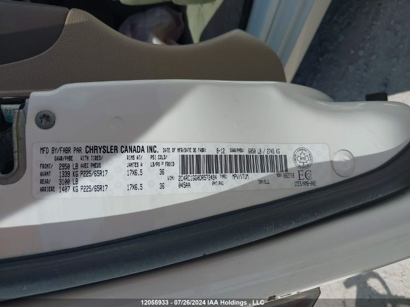 2013 Chrysler Town & Country Limited VIN: 2C4RC1GG0DR572494 Lot: 12055933