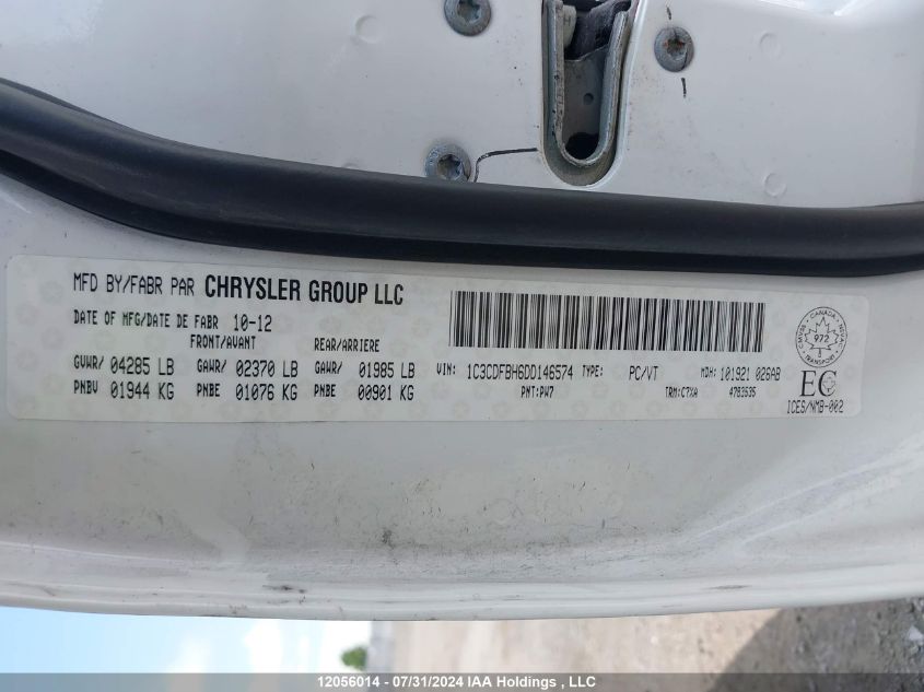 2013 Dodge Dart Sxt/Rallye VIN: 1C3CDFBH6DD146574 Lot: 12056014